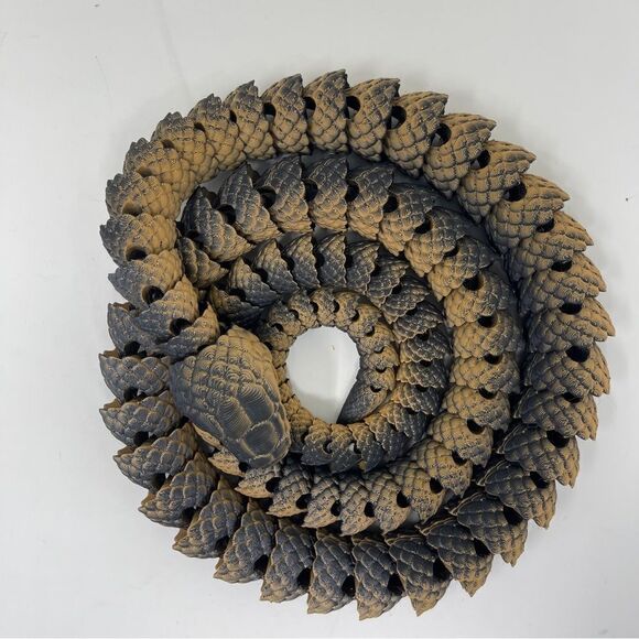 Articulating Snakes 3D Printed 5 Feet (60") Long Black Tan Color Décor Gift - Picture 2 of 7